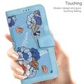Honor 600 Smart Custodia a portafoglio floreale con slot per carte - Baby Blu