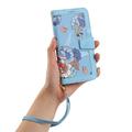 Honor 600 Smart Custodia a portafoglio floreale con slot per carte - Baby Blu