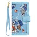 Honor 600 Smart Custodia a portafoglio floreale con slot per carte - Baby Blu