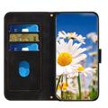 Honor 600 Smart Custodia a portafoglio floreale con slot per carte - Nero