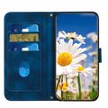 Honor 600 Smart Custodia a portafoglio floreale con slot per carte - Blu scuro