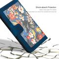 Honor 600 Smart Custodia a portafoglio floreale con slot per carte - Blu scuro