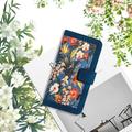 Honor 600 Smart Custodia a portafoglio floreale con slot per carte - Blu scuro