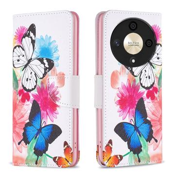 Custodia A Portafoglio Per Honor X6C | Con Fiori Di Girasole Gialli | Antishock Con Slot Carte