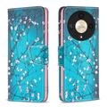 Custodia a Portafoglio Wonder Series per Honor Magic6 Lite/X9b - Fiori Bianchi