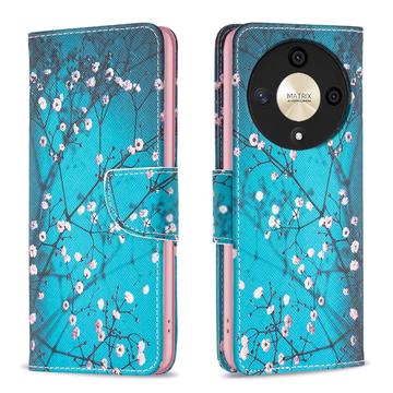 Custodia a Portafoglio Wonder Series per Honor Magic6 Lite/X9b - Fiori Bianchi