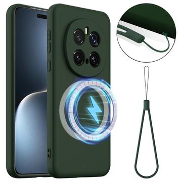 Custodia in silicone liquido per Honor Magic7 Pro - compatibile con MagSafe - Verde Scuro