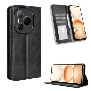 Custodia a Portafoglio con Chiusura Magnetica Retro per Honor Power - Nera