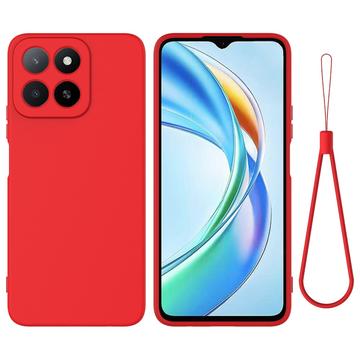 Custodia in silicone liquido con cinghia a mano per Honor X5b/X5b Plus - Rossa