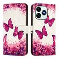 Honor X5c Plus Custodia a portafoglio serie Wonder - Farfalle rosa
