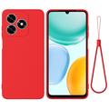 Custodia in silicone liquido con cinghia a mano per Honor X5d/X5d Plus - Rossa
