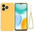 Custodia in silicone liquido con cinghia a mano per Honor X5d/X5d Plus - Gialla
