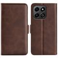 Custodia a portafoglio con chiusura magnetica per Honor X6b - Struttura in vitello - Marrone