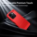 Custodia in TPU spazzolato per Honor X6e - Fibra di Carbonio - Rossa