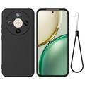 Custodia in silicone liquido con cinghia a mano per Honor X70/X9d/Magic8 Lite - Nera