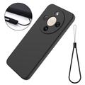 Custodia in silicone liquido con cinghia a mano per Honor X70/X9d/Magic8 Lite - Nera