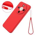 Custodia in silicone liquido con cinghia a mano per Honor X70/X9d/Magic8 Lite - Rossa
