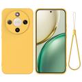 Custodia in silicone liquido con cinghia a mano per Honor X70/X9d/Magic8 Lite - Gialla