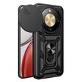 Custodia ibrida con anello rotante e protezione per fotocamera per Honor X70/X9d/Magic8 Lite - Nera