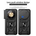 Custodia ibrida con anello rotante e protezione per fotocamera per Honor X70/X9d/Magic8 Lite - Nera