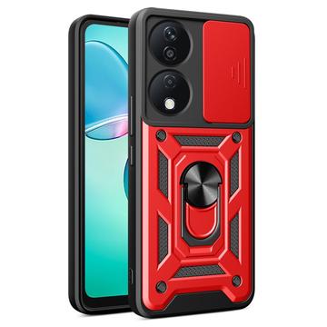 Custodia ibrida Rotary Ring con protezione per fotocamera per Honor X7b/90 Smart - Rossa