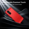 Custodia in TPU spazzolato per Honor X7e - Fibra di Carbonio - Rossa