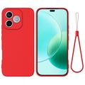 Custodia in silicone liquido con cinghia a mano per Honor X80i/600 Lite/500 Smart - Rossa