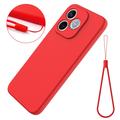 Custodia in silicone liquido con cinghia a mano per Honor X80i/600 Lite/500 Smart - Rossa