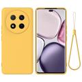 Custodia in silicone liquido con cinghia a mano per Honor X60 Pro/X9c/Magic7 Lite - Gialla
