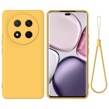 Custodia in silicone liquido con cinghia a mano per Honor X60 Pro/X9c/Magic7 Lite - Gialla