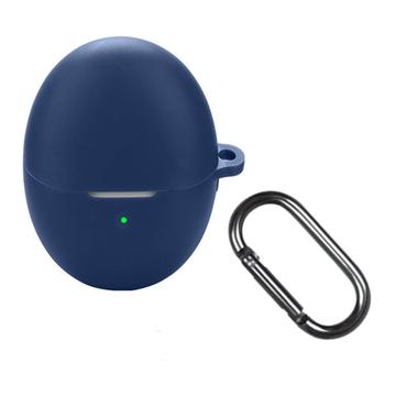 Custodia in silicone per Huawei FreeBuds 6 con moschettone - Blu Scuro