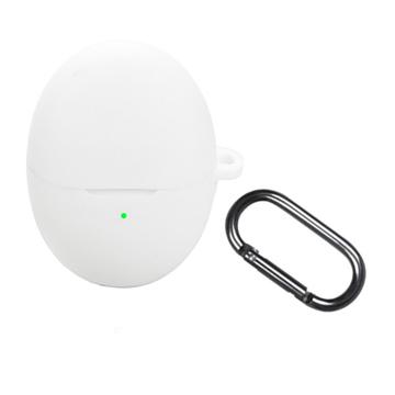 Custodia in silicone con moschettone per Huawei FreeBuds 6 - Bianco