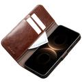 Custodia in pelle a portafoglio Huawei Mate 80 Qialino Classic - Marrone Scuro