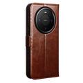 Custodia in pelle a portafoglio Huawei Mate 80 Qialino Classic - Marrone Scuro
