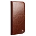 Custodia in pelle a portafoglio Huawei Mate 80 Qialino Classic - Marrone Scuro