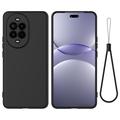 Custodia in silicone liquido con cinghia a mano per Huawei Nova 13 Pro - Nera