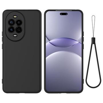 Custodia in silicone liquido con cinghia a mano per Huawei Nova 13 Pro - Nera