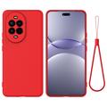 Custodia in silicone liquido con cinghia a mano per Huawei Nova 15 - Rossa