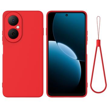 Custodia in silicone liquido con cinghia a mano per Huawei Nova Y73