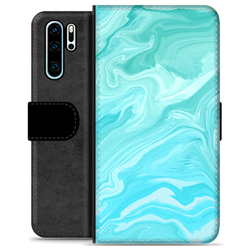 Custodia a Portafoglio Premium per Huawei P30 Pro - Marmo Blu