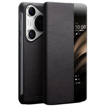 Custodia in pelle a vibrazione Qialino Smart View per Huawei Pura 70 - Classica - nera