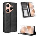 Custodia a Portafoglio con Chiusura Magnetica Retro per Huawei Pura 80 - Nera