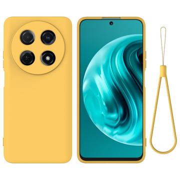 Custodia in silicone liquido con cinghia a mano per Huawei nova 13i - Gialla