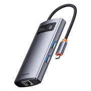 Hub 4in1 Baseus Metal Gleam Series WKWG070113, da USB-C a 3x USB 3.0 + Ethernet RJ45