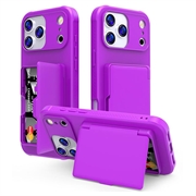 Custodia ibrida per iPhone 17 Pro Max con specchio nascosto e slot per schede - viola