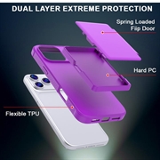 Custodia ibrida per iPhone 17 Pro Max con specchio nascosto e slot per schede - viola