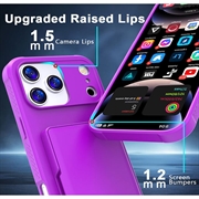 Custodia ibrida per iPhone 17 Pro Max con specchio nascosto e slot per schede - viola