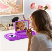 Custodia ibrida per iPhone 17 Pro Max con specchio nascosto e slot per schede - viola