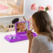 Custodia ibrida per iPhone 17 Pro con specchio nascosto e slot per schede - viola