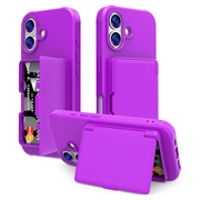 Custodia ibrida per iPhone 17 con specchio nascosto e slot per schede - viola